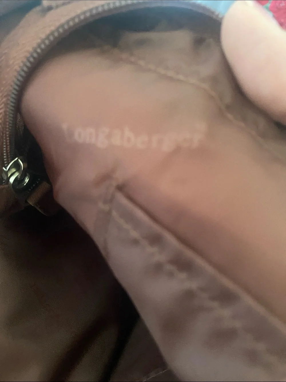 Longaberger Pink Floral Tote with Brown Trim